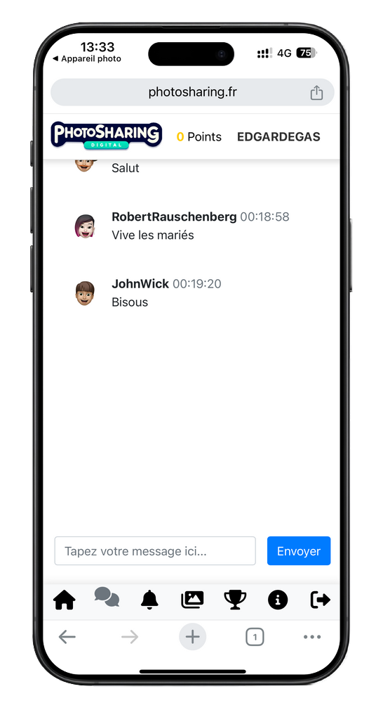 Chat de l'application PhotoSharing