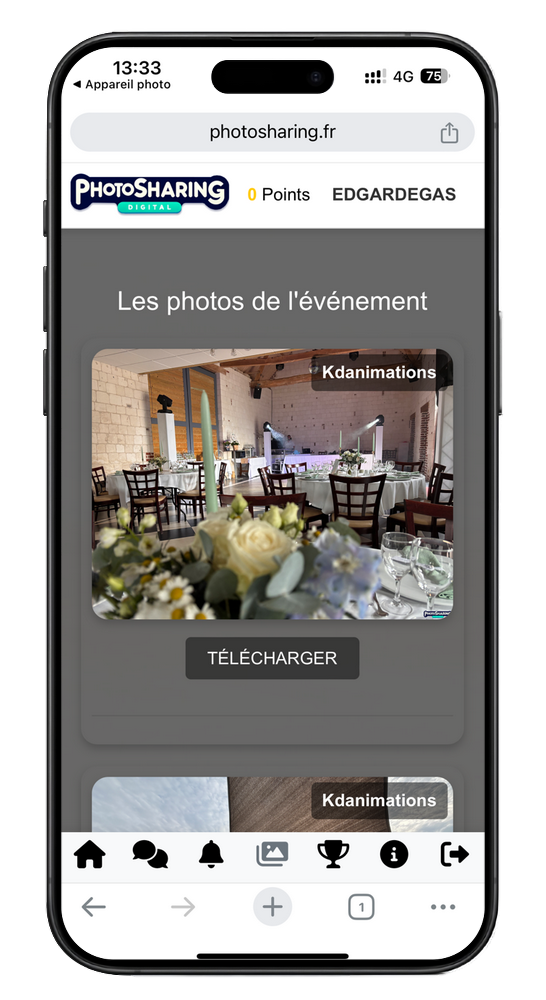 Galerie photo sur l'application PhotoSharing